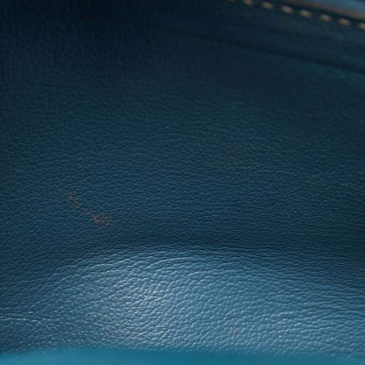Pre Owned Hermes Blue Jean Togo Leather Palladium Finish Kelly Retourne 40 Bag