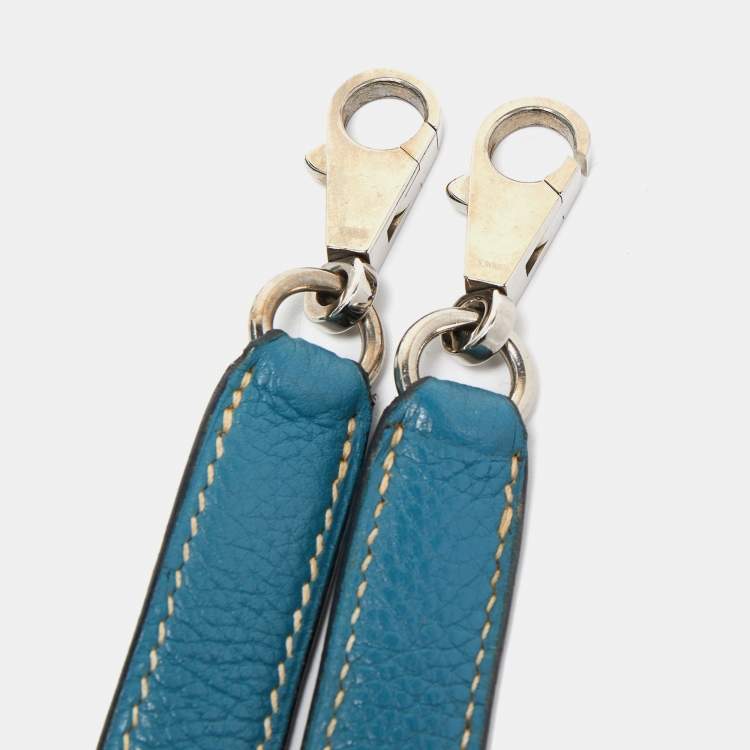 Pre Owned Hermes Blue Jean Togo Leather Palladium Finish Kelly Retourne 40 Bag