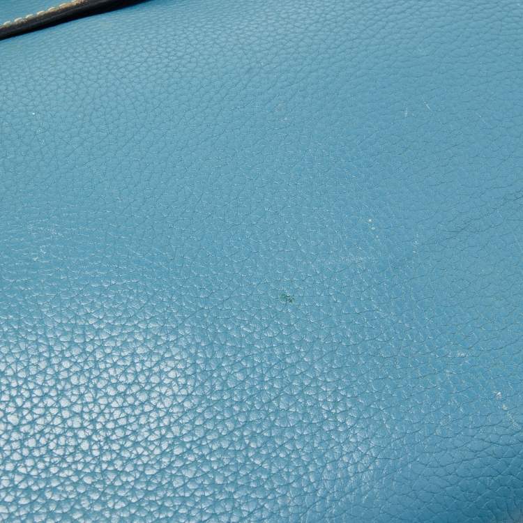 Pre Owned Hermes Blue Jean Togo Leather Palladium Finish Kelly Retourne 40 Bag