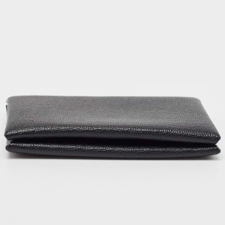 Pre Owned Hermès  Noir Chevre Leather Calvi Card Holder