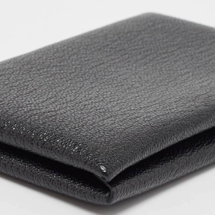 Pre Owned Hermès  Noir Chevre Leather Calvi Card Holder