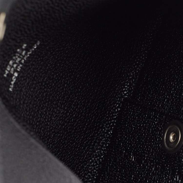 Pre Owned Hermès  Noir Chevre Leather Calvi Card Holder
