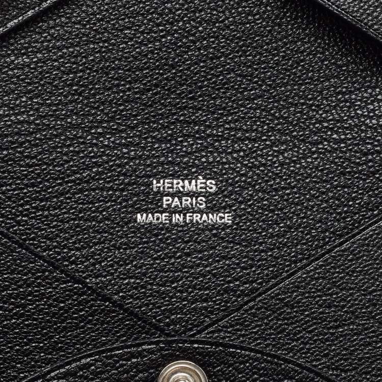 Pre Owned Hermès  Noir Chevre Leather Calvi Card Holder