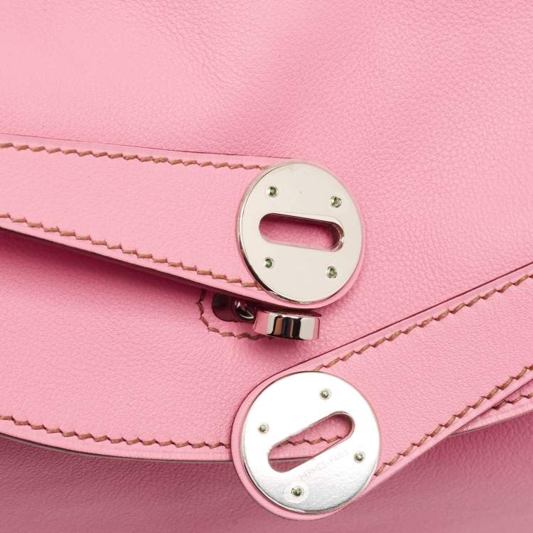 Pre Owned Hermes Rose Confetti Swift Leather Palladium Finish Lindy 30 Bag