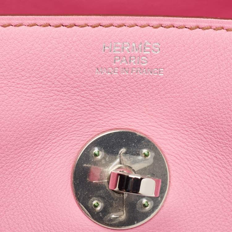 Pre Owned Hermes Rose Confetti Swift Leather Palladium Finish Lindy 30 Bag