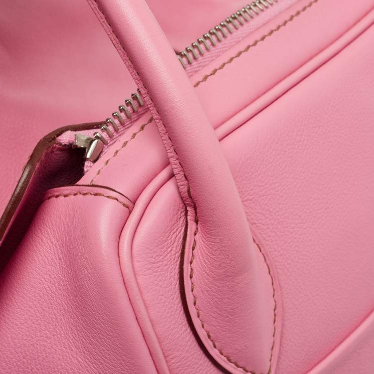 Pre Owned Hermes Rose Confetti Swift Leather Palladium Finish Lindy 30 Bag