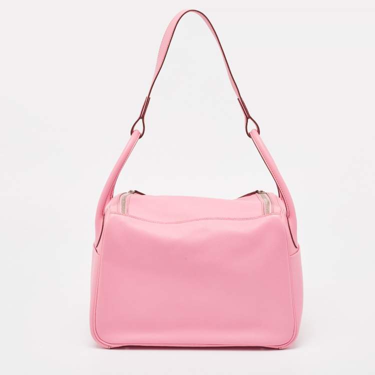 Pre Owned Hermes Rose Confetti Swift Leather Palladium Finish Lindy 30 Bag