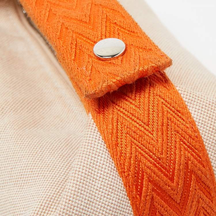 Pre Owned Hermes Orange/Beige Canvas Bride-a-Brac PM Vanity Case