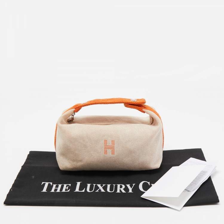 Pre Owned Hermes Orange/Beige Canvas Bride-a-Brac PM Vanity Case