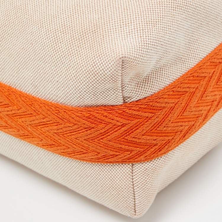 Pre Owned Hermes Orange/Beige Canvas Bride-a-Brac PM Vanity Case