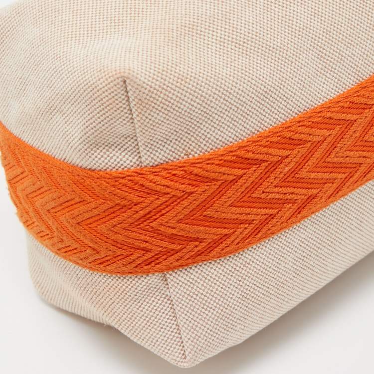Pre Owned Hermes Orange/Beige Canvas Bride-a-Brac PM Vanity Case
