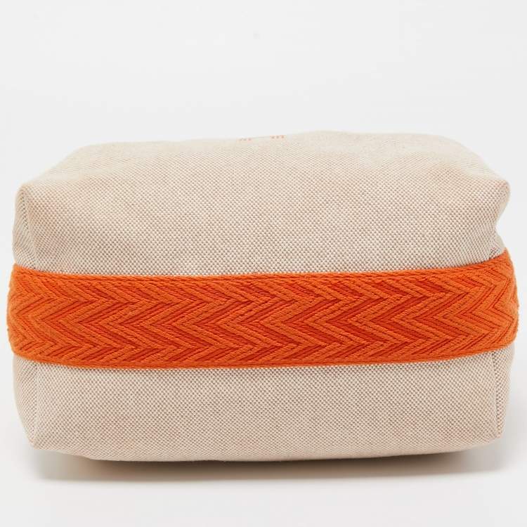 Pre Owned Hermes Orange/Beige Canvas Bride-a-Brac PM Vanity Case
