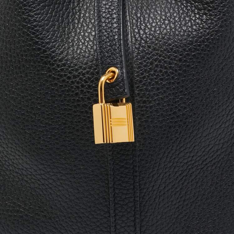 Pre Owned Hermes Black Taurillon Clemence Leather Picotin Lock 22 Bag
