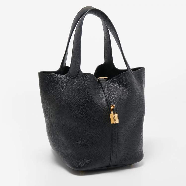 Pre Owned Hermes Black Taurillon Clemence Leather Picotin Lock 22 Bag