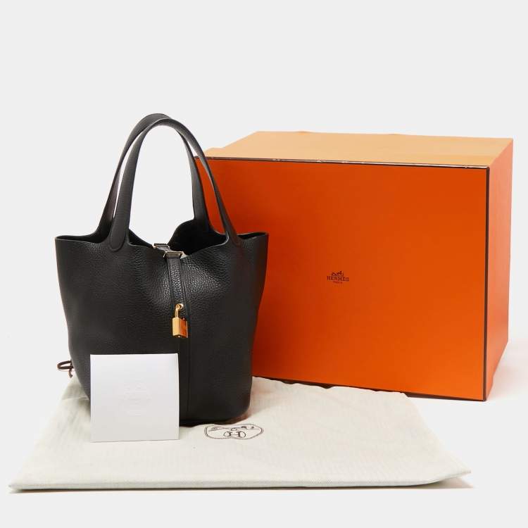 Pre Owned Hermes Black Taurillon Clemence Leather Picotin Lock 22 Bag