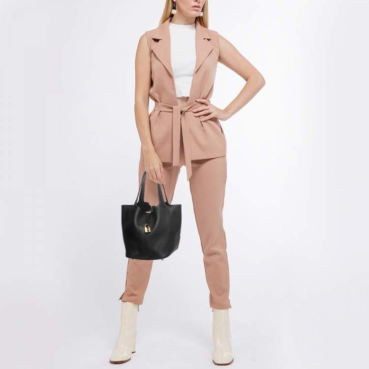 Pre Owned Hermes Black Taurillon Clemence Leather Picotin Lock 22 Bag