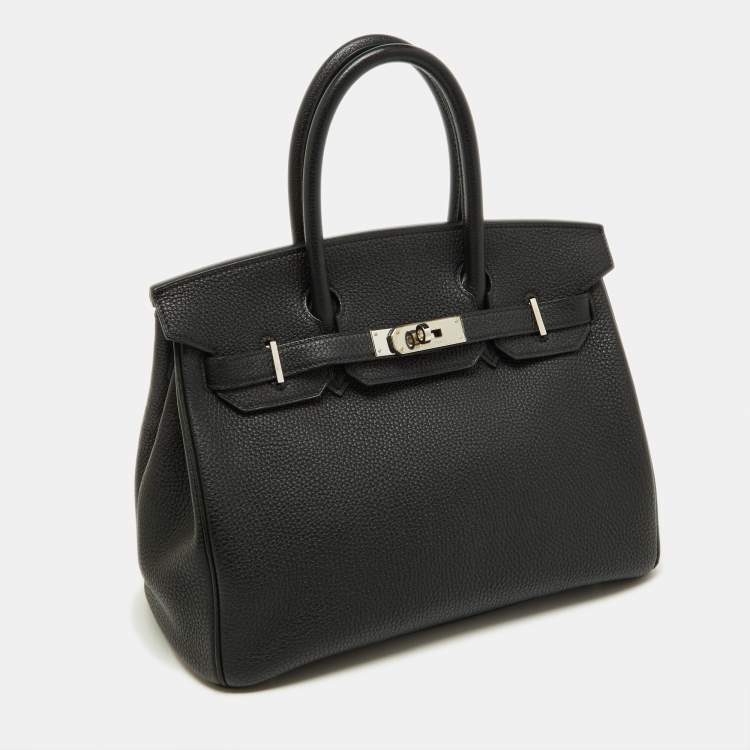 Pre Owned Hermes Black Togo Leather Palladium Finish Birkin 30 Bag