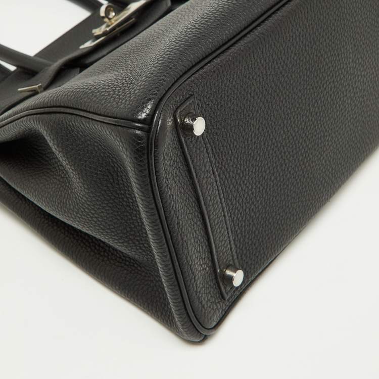 Pre Owned Hermes Black Togo Leather Palladium Finish Birkin 30 Bag