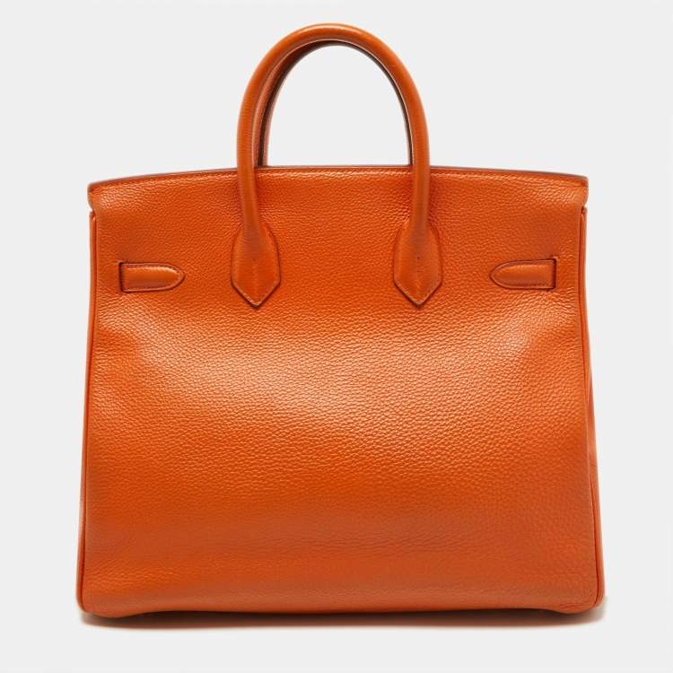 Pre Owned Hermes Orange Togo Leather Gold Hardware HAC Birkin 32 Bag