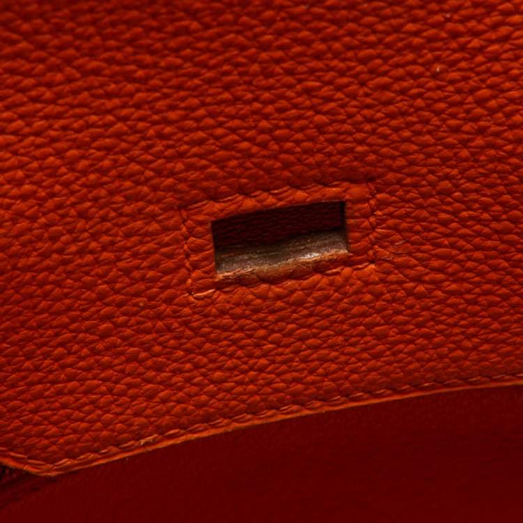 Pre Owned Hermes Orange Togo Leather Gold Hardware HAC Birkin 32 Bag