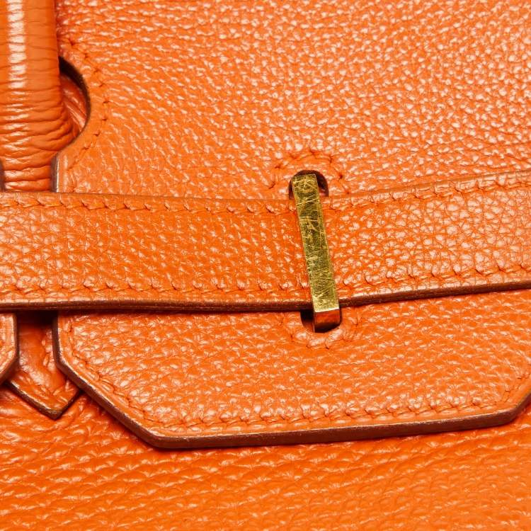 Pre Owned Hermes Orange Togo Leather Gold Hardware HAC Birkin 32 Bag