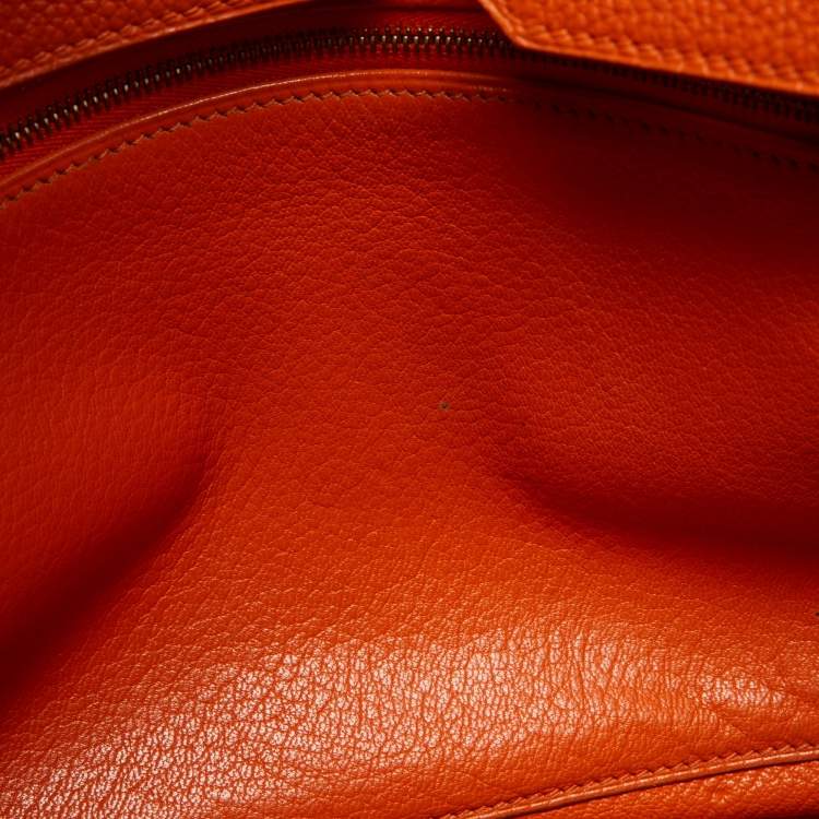 Pre Owned Hermes Orange Togo Leather Gold Hardware HAC Birkin 32 Bag