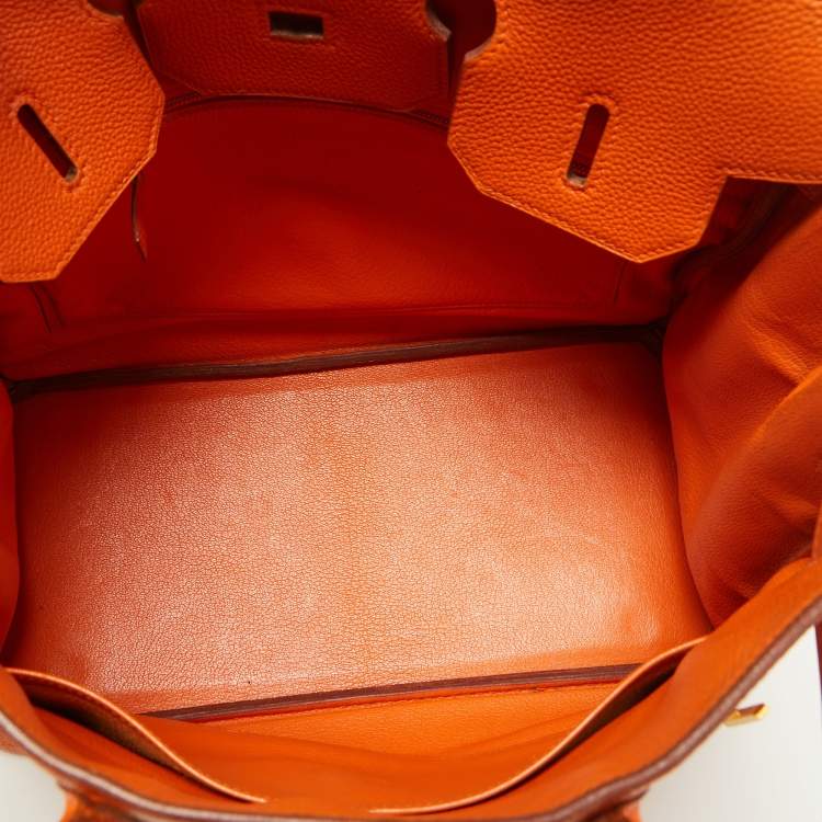 Pre Owned Hermes Orange Togo Leather Gold Hardware HAC Birkin 32 Bag