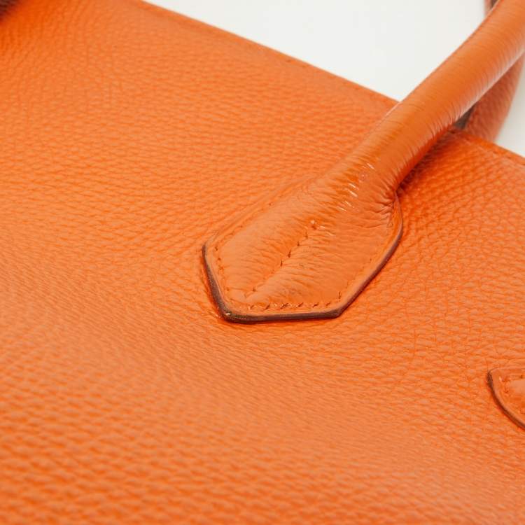 Pre Owned Hermes Orange Togo Leather Gold Hardware HAC Birkin 32 Bag