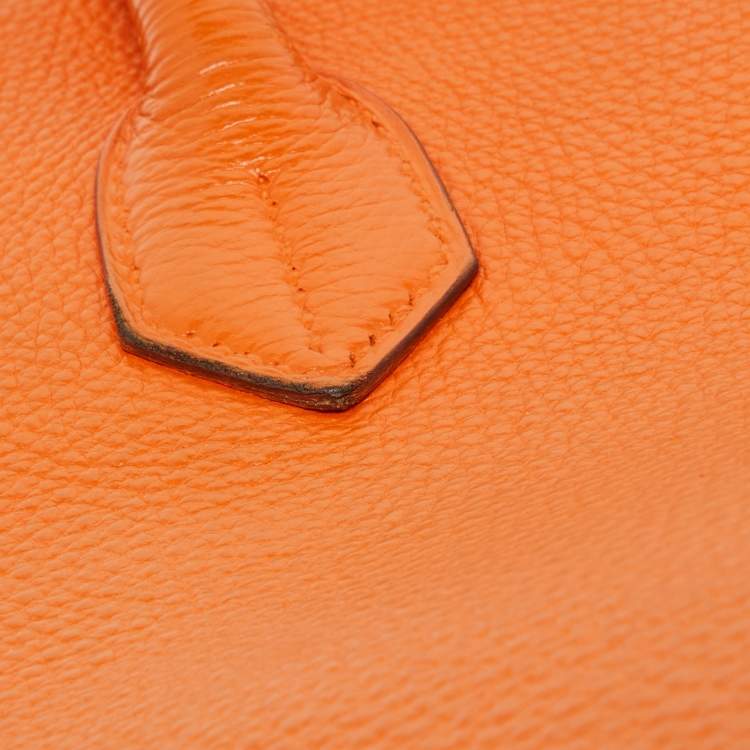 Pre Owned Hermes Orange Togo Leather Gold Hardware HAC Birkin 32 Bag