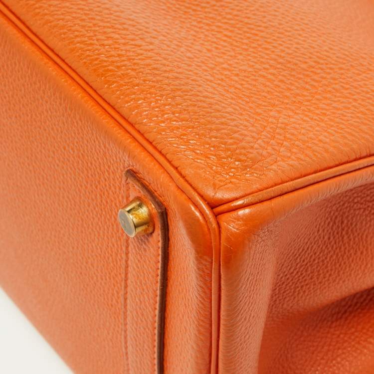 Pre Owned Hermes Orange Togo Leather Gold Hardware HAC Birkin 32 Bag