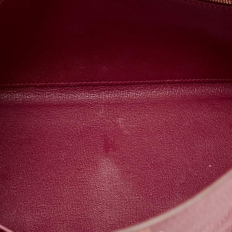 Pre Owned Hermes Rouge Grenat Togo Leather Gold Finish Kelly Retourne 28 Bag