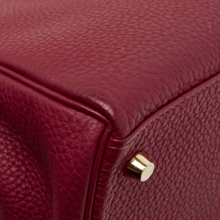 Pre Owned Hermes Rouge Grenat Togo Leather Gold Finish Kelly Retourne 28 Bag