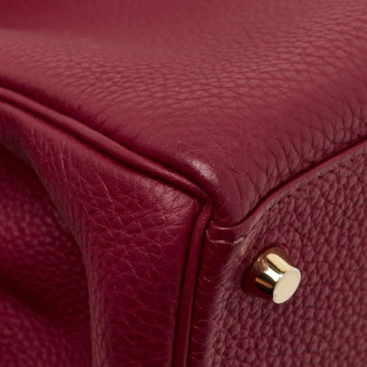 Pre Owned Hermes Rouge Grenat Togo Leather Gold Finish Kelly Retourne 28 Bag