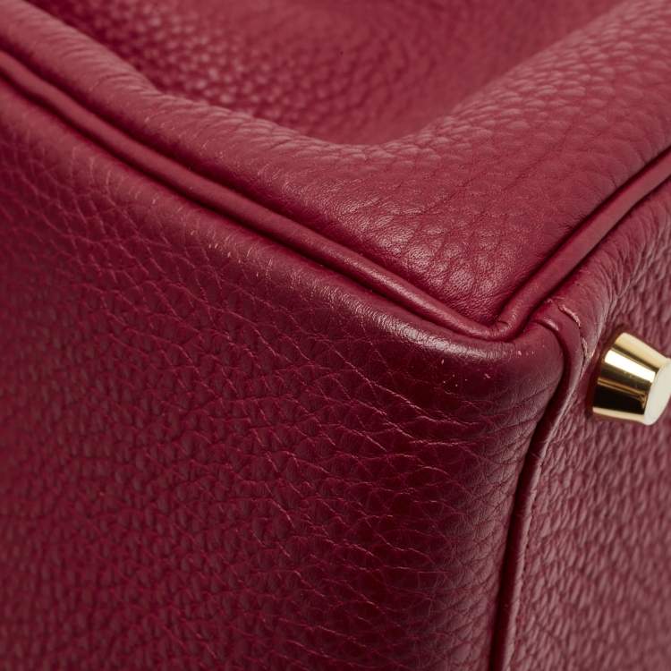 Pre Owned Hermes Rouge Grenat Togo Leather Gold Finish Kelly Retourne 28 Bag