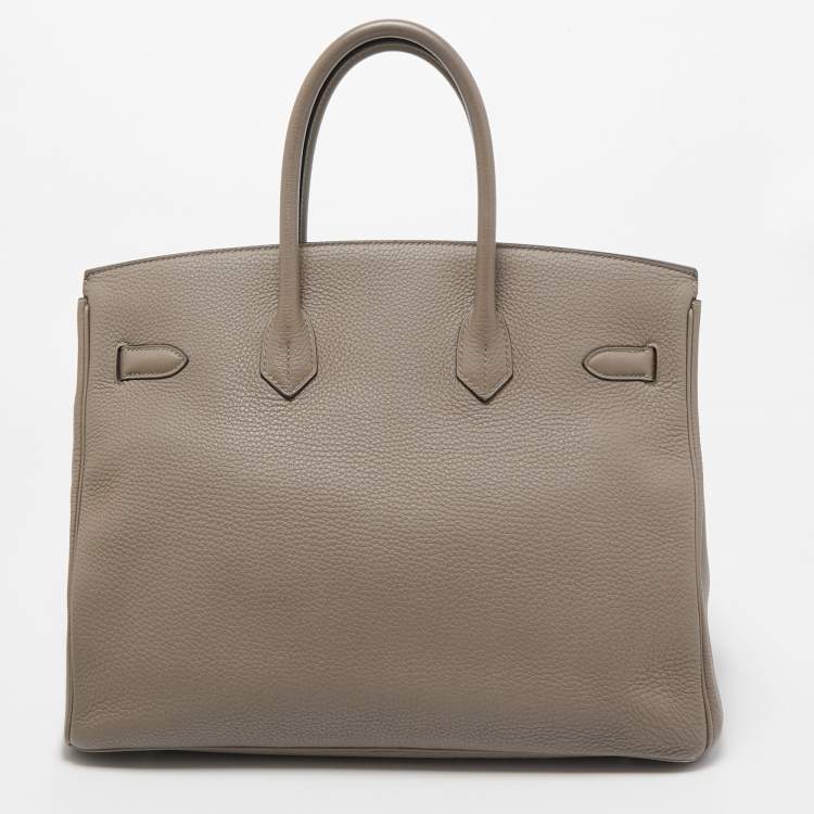 Pre Owned Hermes Gris Asphalt/Rose Extreme Togo Leather Palladium Finish Birkin 35 Bag 