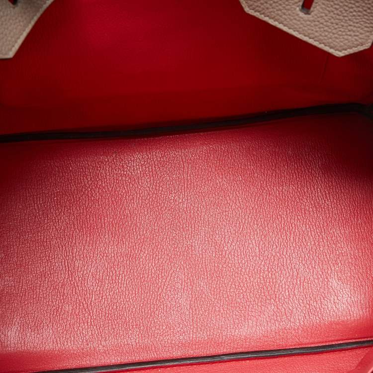 Pre Owned Hermes Gris Asphalt/Rose Extreme Togo Leather Palladium Finish Birkin 35 Bag 