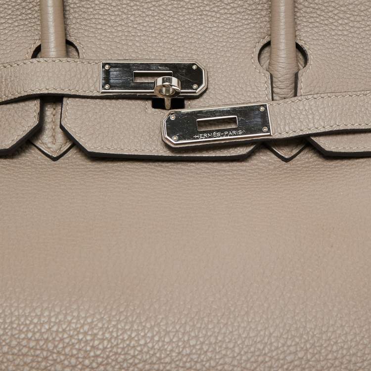 Pre Owned Hermes Gris Asphalt/Rose Extreme Togo Leather Palladium Finish Birkin 35 Bag 