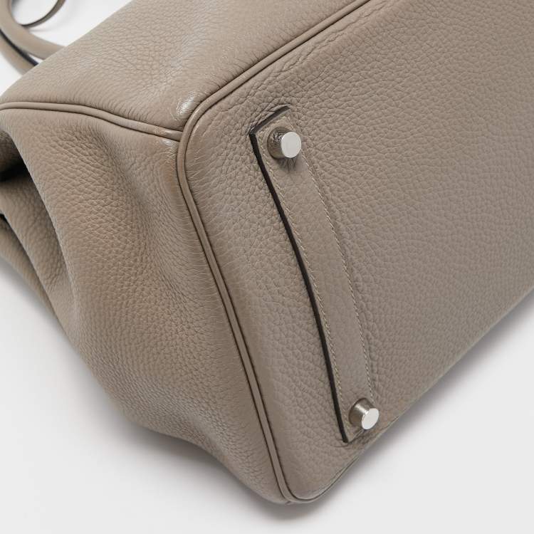 Pre Owned Hermes Gris Asphalt/Rose Extreme Togo Leather Palladium Finish Birkin 35 Bag 