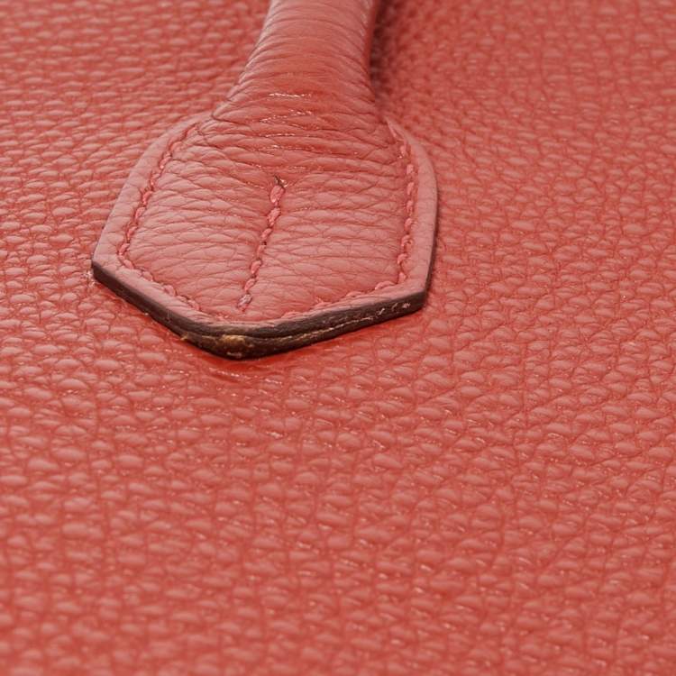 Pre Owned Hermes Vermillon Togo Leather Palladium Finish Birkin 35 Bag