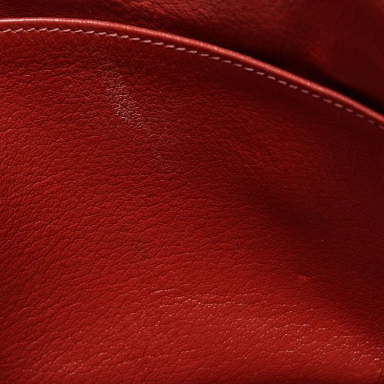 Pre Owned Hermes Vermillon Togo Leather Palladium Finish Birkin 35 Bag