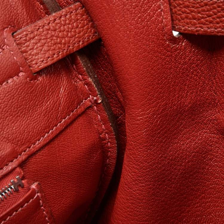 Pre Owned Hermes Vermillon Togo Leather Palladium Finish Birkin 35 Bag