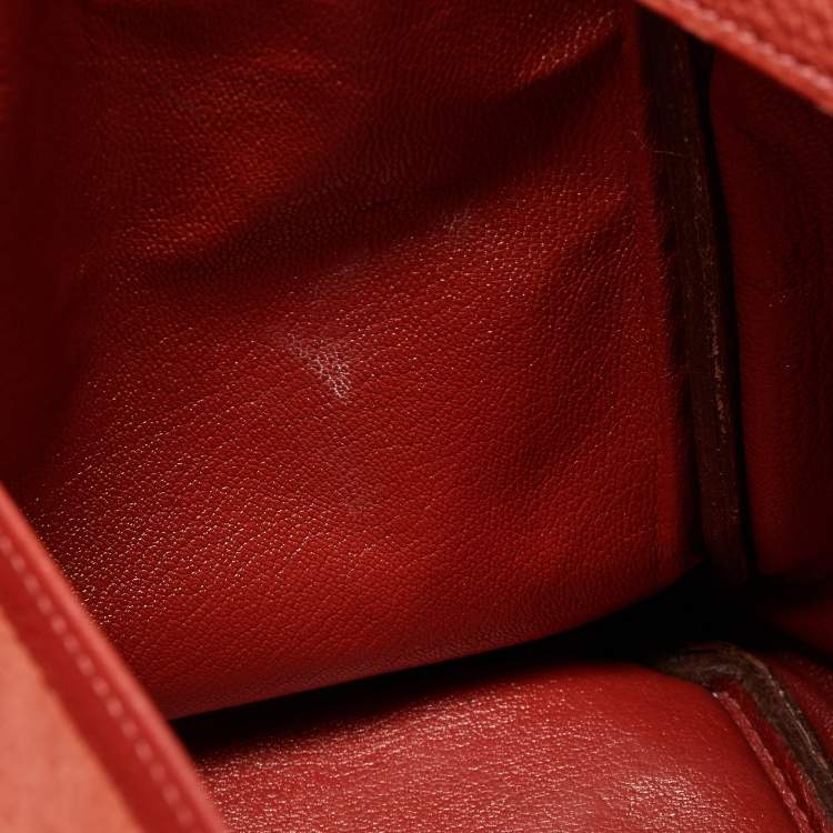 Pre Owned Hermes Vermillon Togo Leather Palladium Finish Birkin 35 Bag