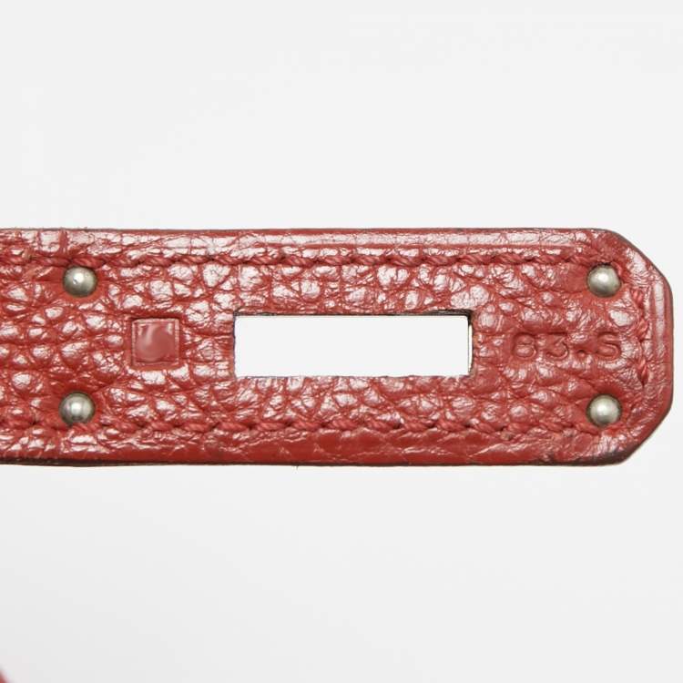 Pre Owned Hermes Vermillon Togo Leather Palladium Finish Birkin 35 Bag