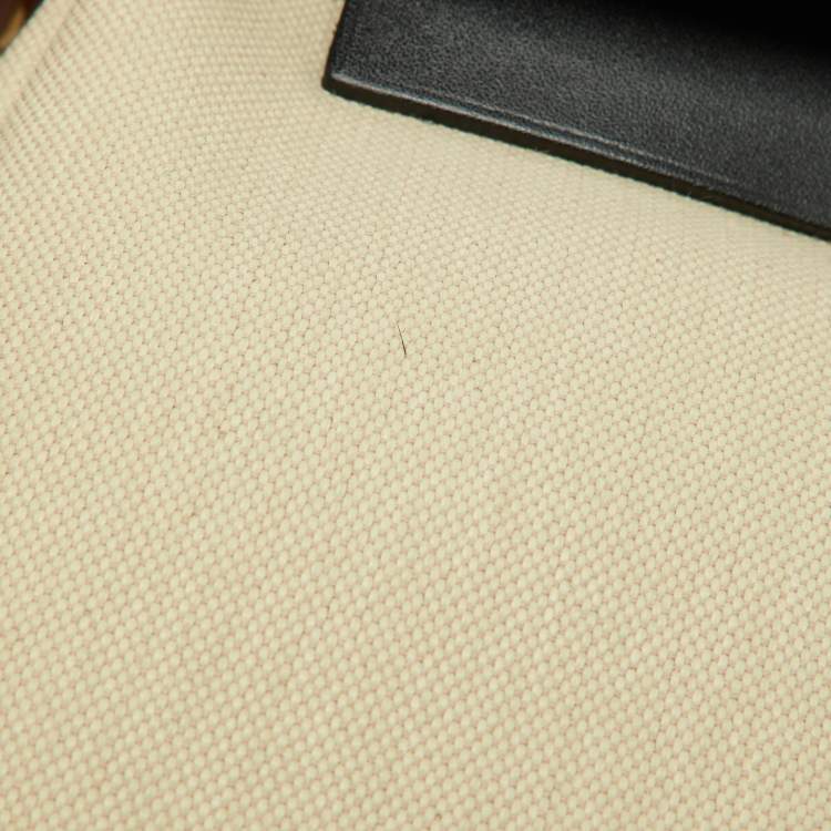 Pre Owned Hermès Beton/Black Toile Canvas and Vache Hunter Leather Herbag Zip 39 Bag