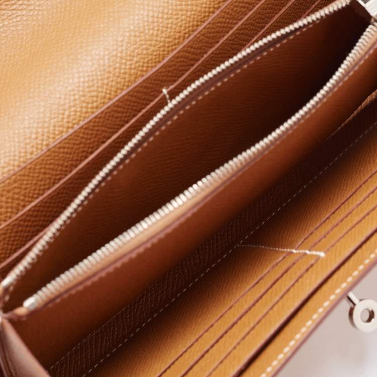 Pre Owned Hermes Gold Epsom Leather Kelly Classic Wallet