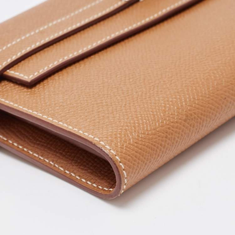 Pre Owned Hermes Gold Epsom Leather Kelly Classic Wallet