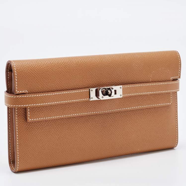 Pre Owned Hermes Gold Epsom Leather Kelly Classic Wallet