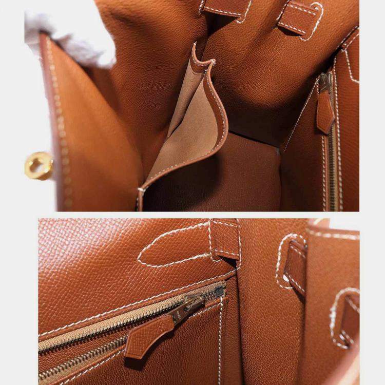 Pre Owned HERMES Kelly 32 2way hand shoulder bag Couchevel Epson Cognac B engraved outside stitching