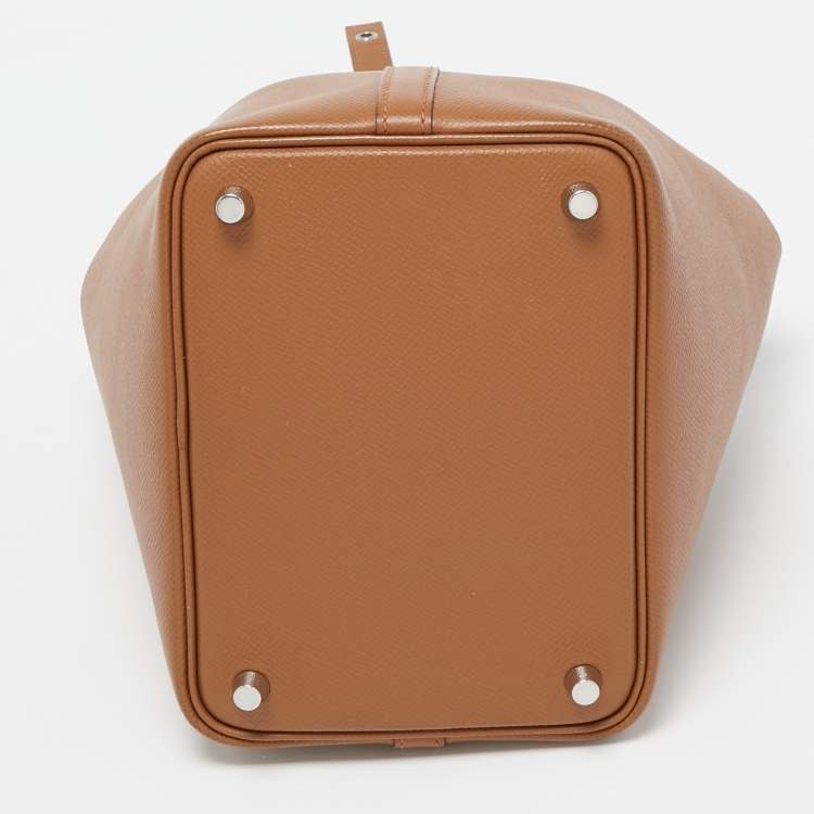 Pre Owned Hermes Gold/Bleu Du Nord/Rouge H Epsom Leather Picotin Lock Tressage PM Bag