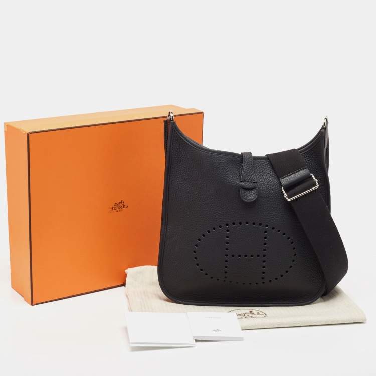 Pre Owned Hermes Noir Togo Leather Evelyne III PM Bag